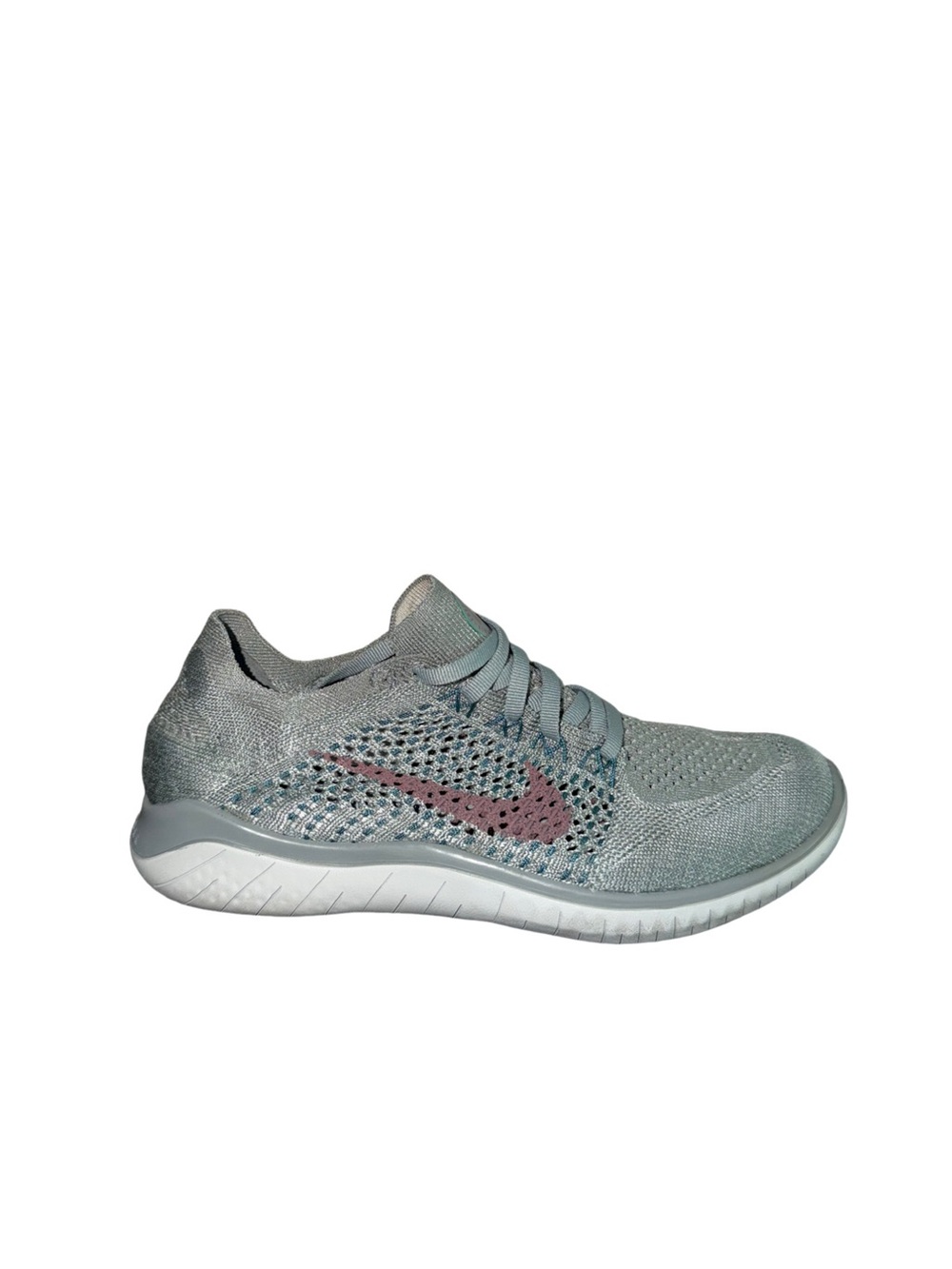 Nike Women’s size 6.5 Flyknit Runner - Gray with Rose Swoosh
